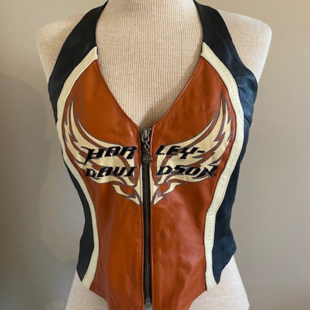 Genuine Harley Davidson Leather Halter Top Size Medium